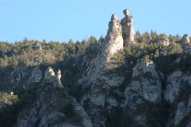 les scultures naturelles du plateau du Causse Méjan à la sortie des gorges du Tarn