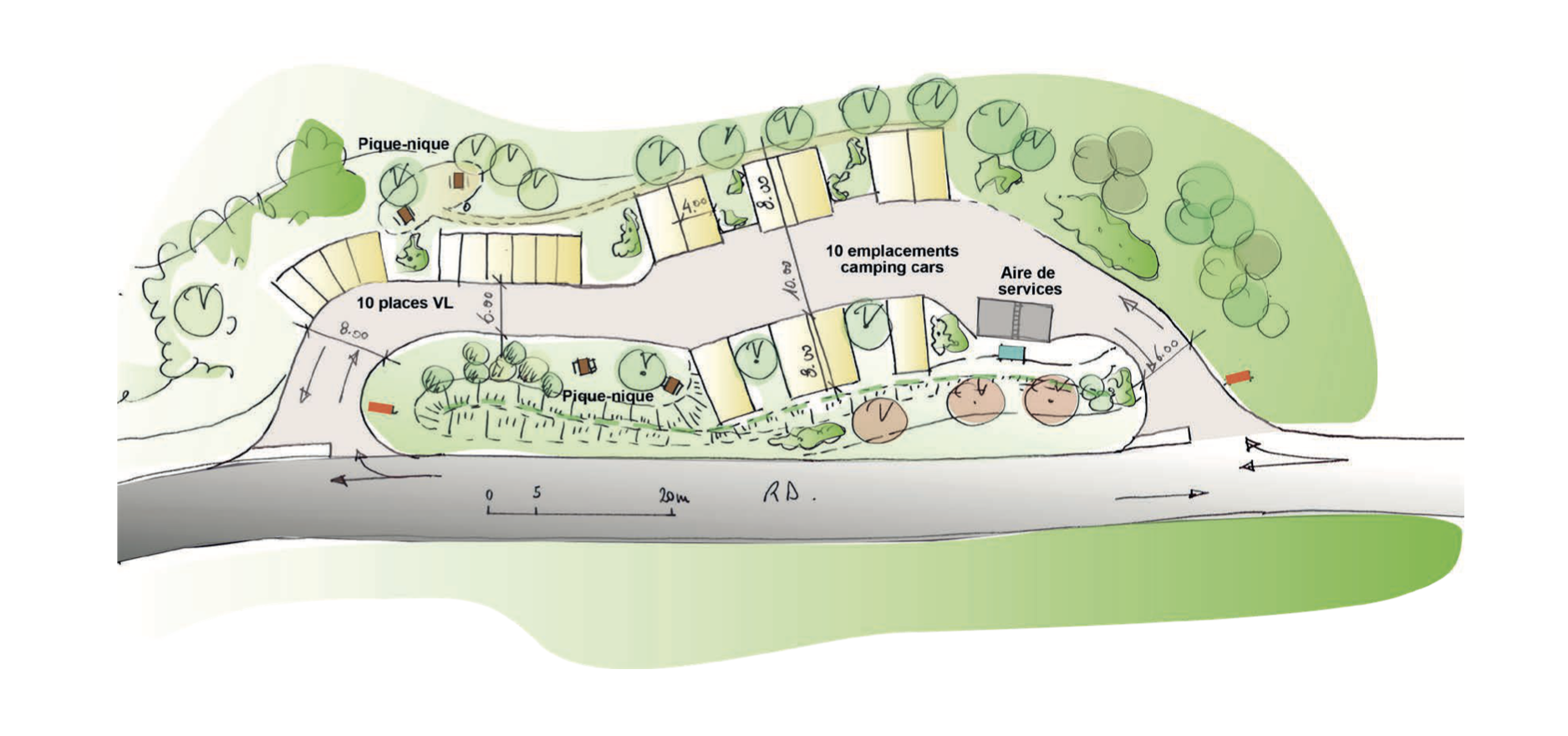 Aménagement équipement camping-cars en entrée de bourg - Département de l'Oise